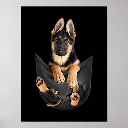 Poster German Shepherd In Pocket T-shirt Funny Dog Lover (Devant)