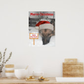 Poster German Shepherd Père Noël Stop Here Sign (Cuisine)