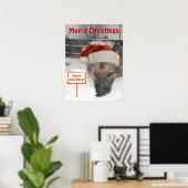 Poster German Shepherd Père Noël Stop Here Sign (Bureau à domicile)
