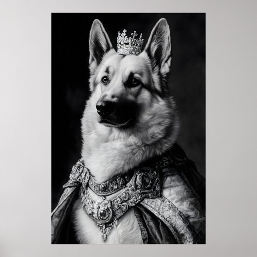 Poster German Shepherd Renaissance Portrait, Funny Dog (Devant)