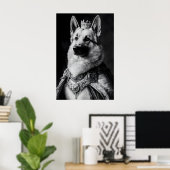 Poster German Shepherd Renaissance Portrait, Funny Dog (Bureau à domicile)