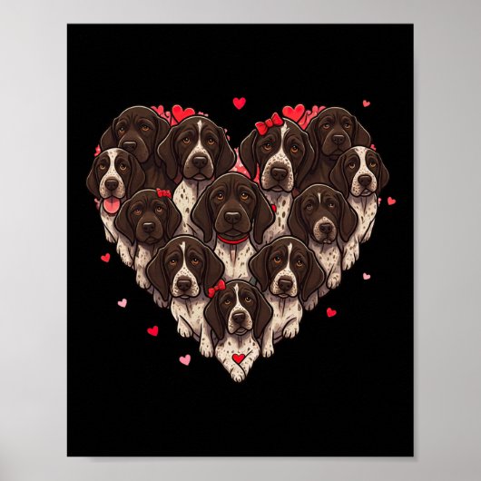 Poster German Shorthaired Pointer Heart Valentine Womens (Devant)