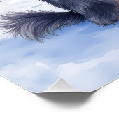 Poster German Wirehaired Pointer Snowy Lodge Santa Hat (Coin)