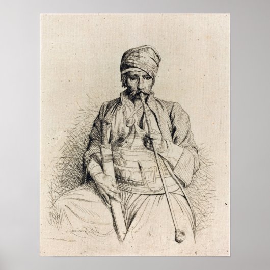 Poster Gérôme - Arabe assis avec pipe 1864 (Devant)