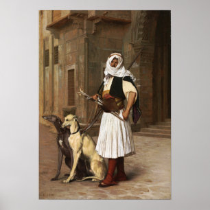Poster Gérôme - Arnaut Avec Deux Chiens Whippets 1867