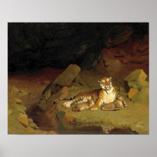 Poster Gérôme - Tigre et petits