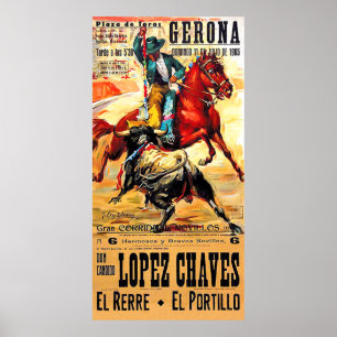 Poster Gerona Bullfighting, Spain, Corrida,vintage travel
