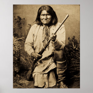 Poster Geronimo avec l'Indien vintage du fusil 1886