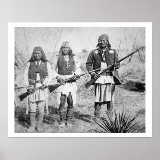 Poster Geronimo et trois de ses guerriers Apache, 1886 (b (Devant)