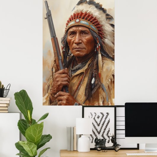 Poster Geronimo Indian Chief Warrior Portrait (Bureau à domicile)