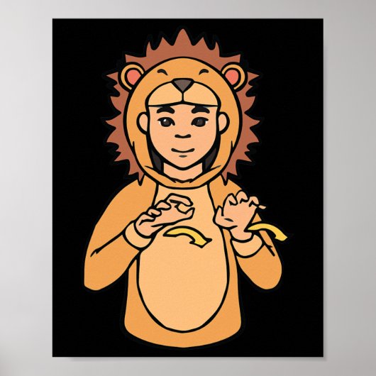 Poster Geste de la main Lion ASL Sensibilisation à la sur (Devant)