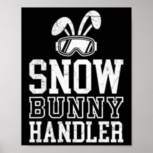 Poster Gestionnaire de lapin de neige de ski drôle de ski