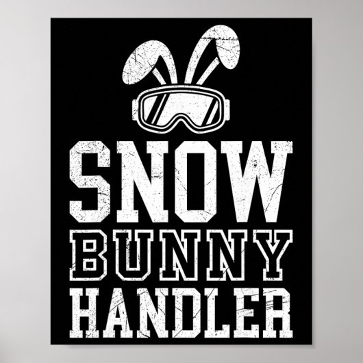 Poster Gestionnaire de lapin de neige de ski drôle de ski (Devant)