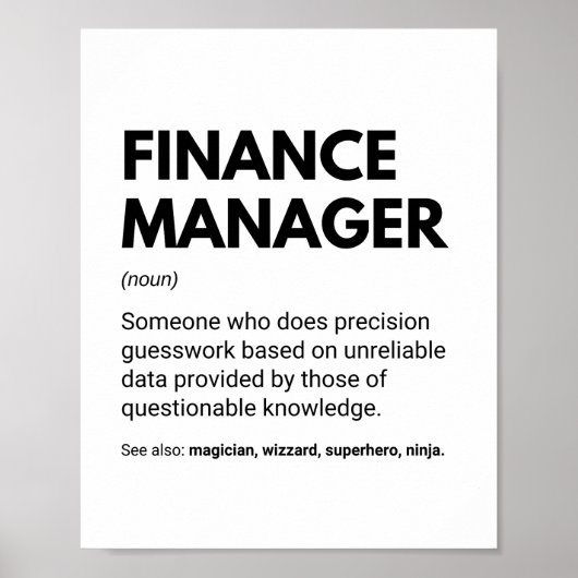Poster Gestionnaire des finances Définition de spécialist (Devant)
