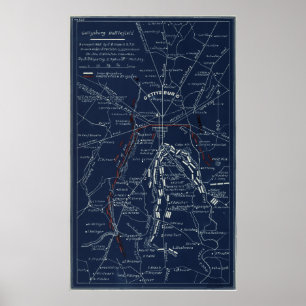 Poster Gettysburg Battlefield Civil War Map (1863)