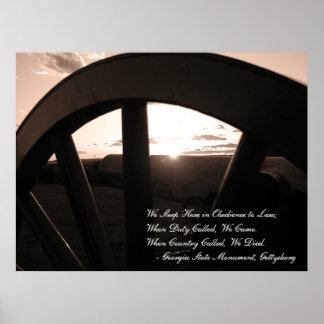 Poster Gettysburg : Canon et coucher de soleil avec Memor