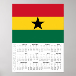 Poster Ghana 2026 Calendar, Large, Ghanaian Flag