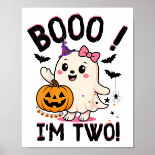 Poster Ghost Boo I'm Two Years 2nd Birthday Toddler Hallo