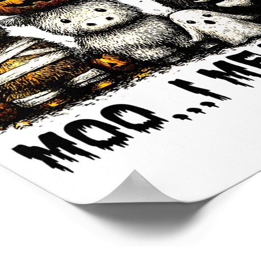 Poster Ghost Cow Moo I Mean Boo Halloween Outfit Funny Co (Coin)