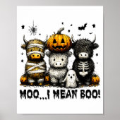 Poster Ghost Cow Moo I Mean Boo Halloween Outfit Funny Co (Devant)