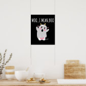 Poster Ghost Cow Moo I Signifie Boo Halloween Cadeau (Cuisine)