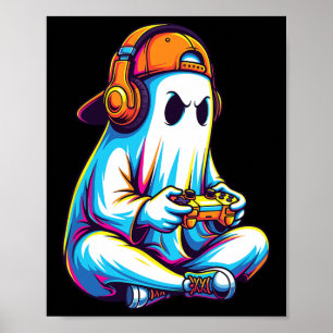 Poster Ghost De Jeux Drôle Avec Casque Et Contrôleur Garç