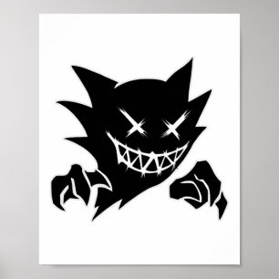 Poster Ghost Demon Sketchy Blackwork Tattoo Flash