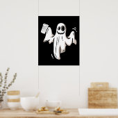 Poster Ghost Drink Beer Drôle Halloween (Cuisine)
