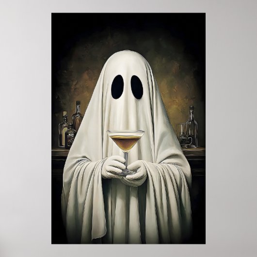 Poster Ghost Drinking Cocktail Espresso Martini Print (Devant)