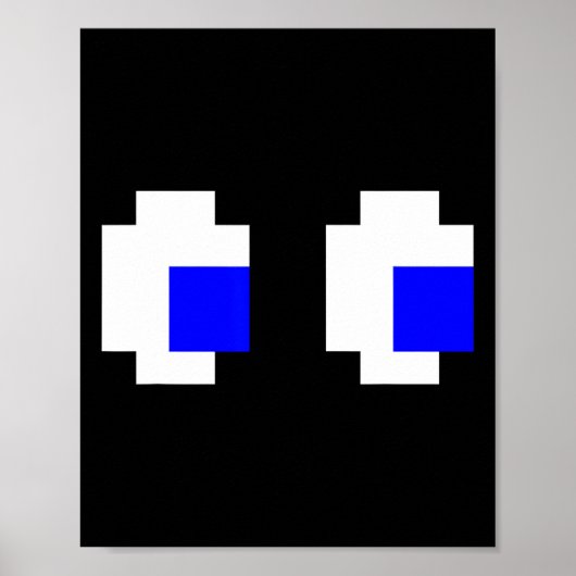 Poster Ghost Eyes Pixel Arcade jeu vidéo 8 bits correspon (Devant)