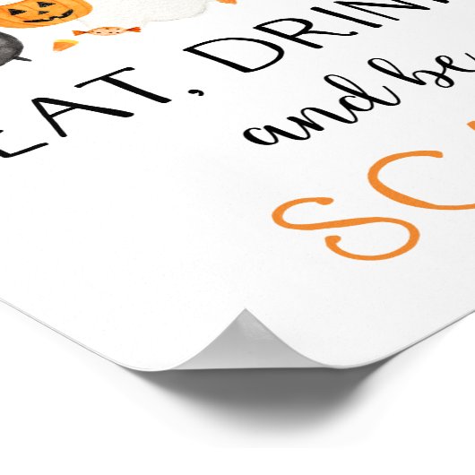 Poster Ghost Halloween Manger Boire Be Scène de fête d'ho (Coin)