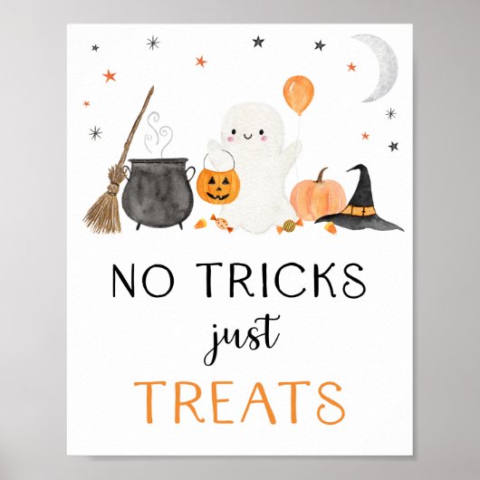Poster Ghost Halloween Pas de Trucs Traite Simplement Sig (Devant)