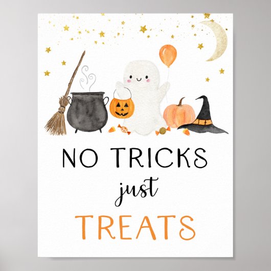 Poster Ghost Halloween Pas de Trucs Traite Simplement Sig (Devant)