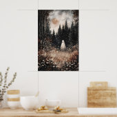 Poster Ghost In Forest Field With Flower, Dark Academia (Cuisine)