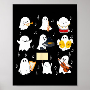 Poster Ghost Jouer Instruments De Musique Halloween Musiq
