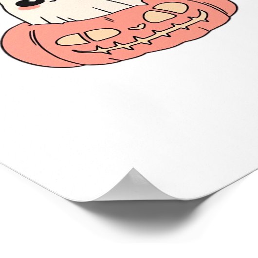 Poster Ghost Kitty dans un T-shirt classique citrouille (Coin)