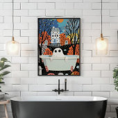 Poster Ghost mignon dans la baignoire 3D Halloween Salle 