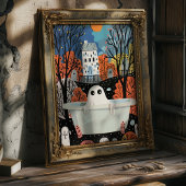 Poster Ghost mignon dans la baignoire 3D Halloween Salle 