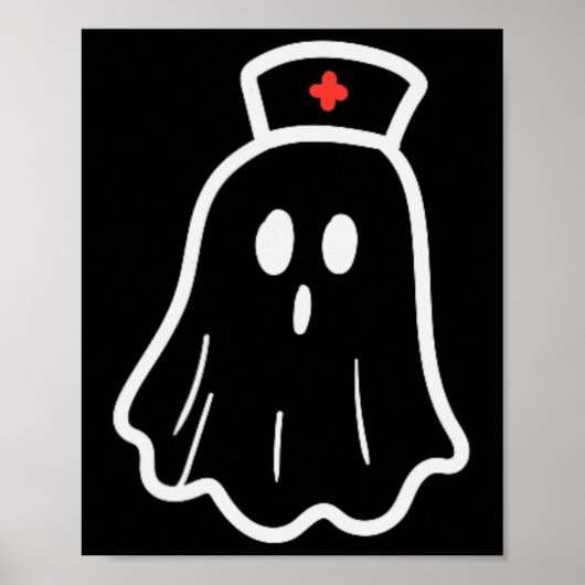 Poster Ghost Nurse Halloween Costume Retro Fall Scrub Top (Devant)