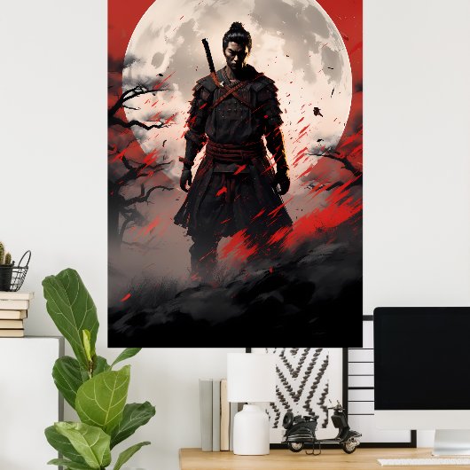Poster Ghost of Tsushima samouraï (Bureau à domicile)