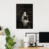 Poster Ghost Reading Books In Library Print, Digital (Bureau à domicile)