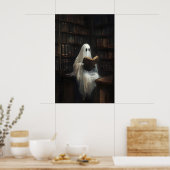 Poster Ghost Reading Books In Library Print, Digital (Cuisine)