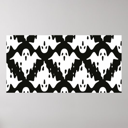 Poster Ghost sans couture motif Halloween vintage éffraya (Devant)