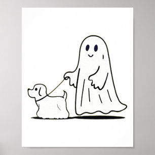 Poster Ghost Walking Chien Ghostile Drôle Halloween Chien
