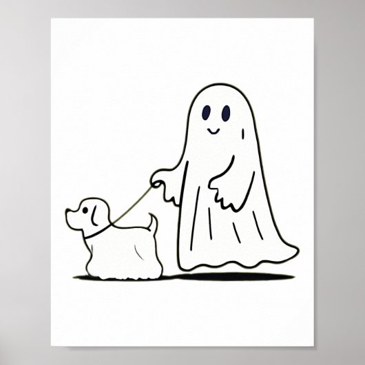 Poster Ghost Walking Chien Ghostile Drôle Halloween Chien (Devant)