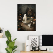 Poster Ghost Walking Dog At Night – Gothic Fairy Tale Oil (Bureau à domicile)