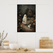 Poster Ghost Walking Dog At Night – Gothic Fairy Tale Oil (Cuisine)