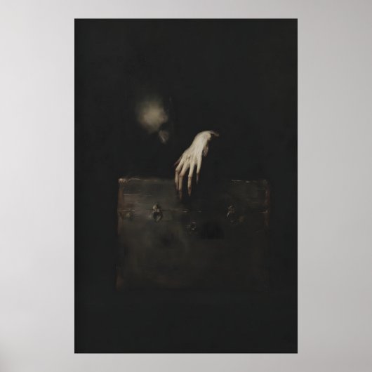 Poster Ghostly Figure Reaching Out of Antique Chest (Devant)