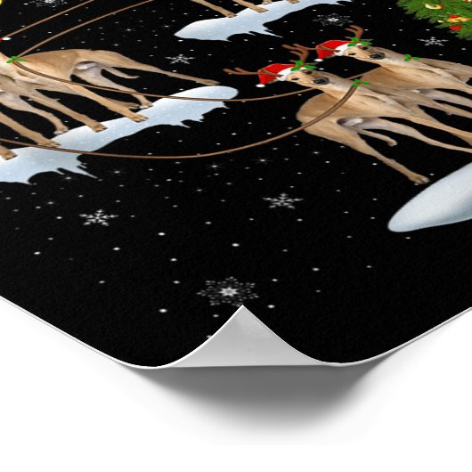 Poster Ghound Dog Santa Sleigh Flying Funny Magical Chris (Coin)