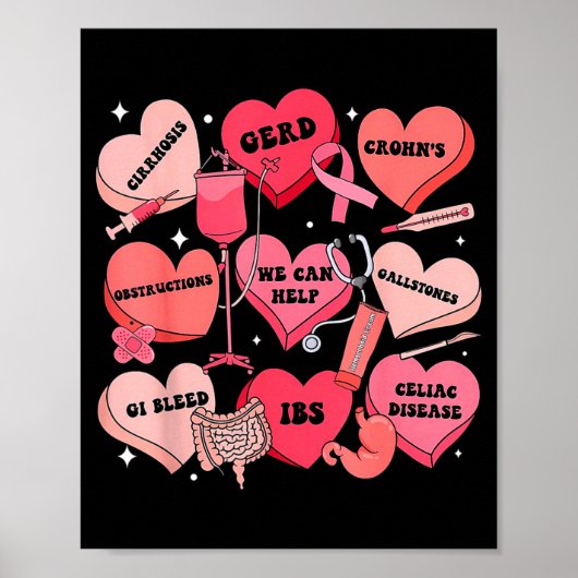 Poster Gi Nurse Valentine Hearts Candy Gastroenterology E (Devant)